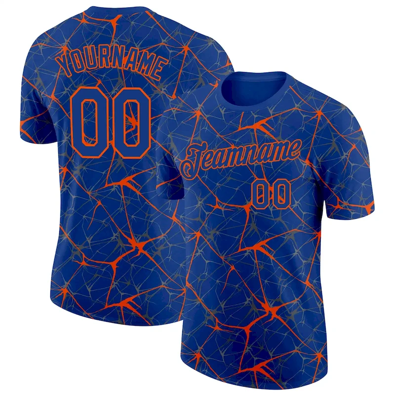 3DPattern4050.webp Custom Royal Orange 3D Pattern Design Abstract Network Performance T-Shirt - Image 1