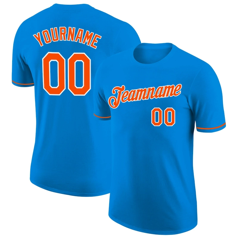 Blue0070.webp Custom Blue Orange-White Performance T-Shirt - Image 1